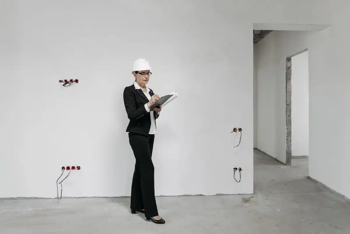 Visite d'un appartement : observation de l'état général, de la luminosité et des équipements.