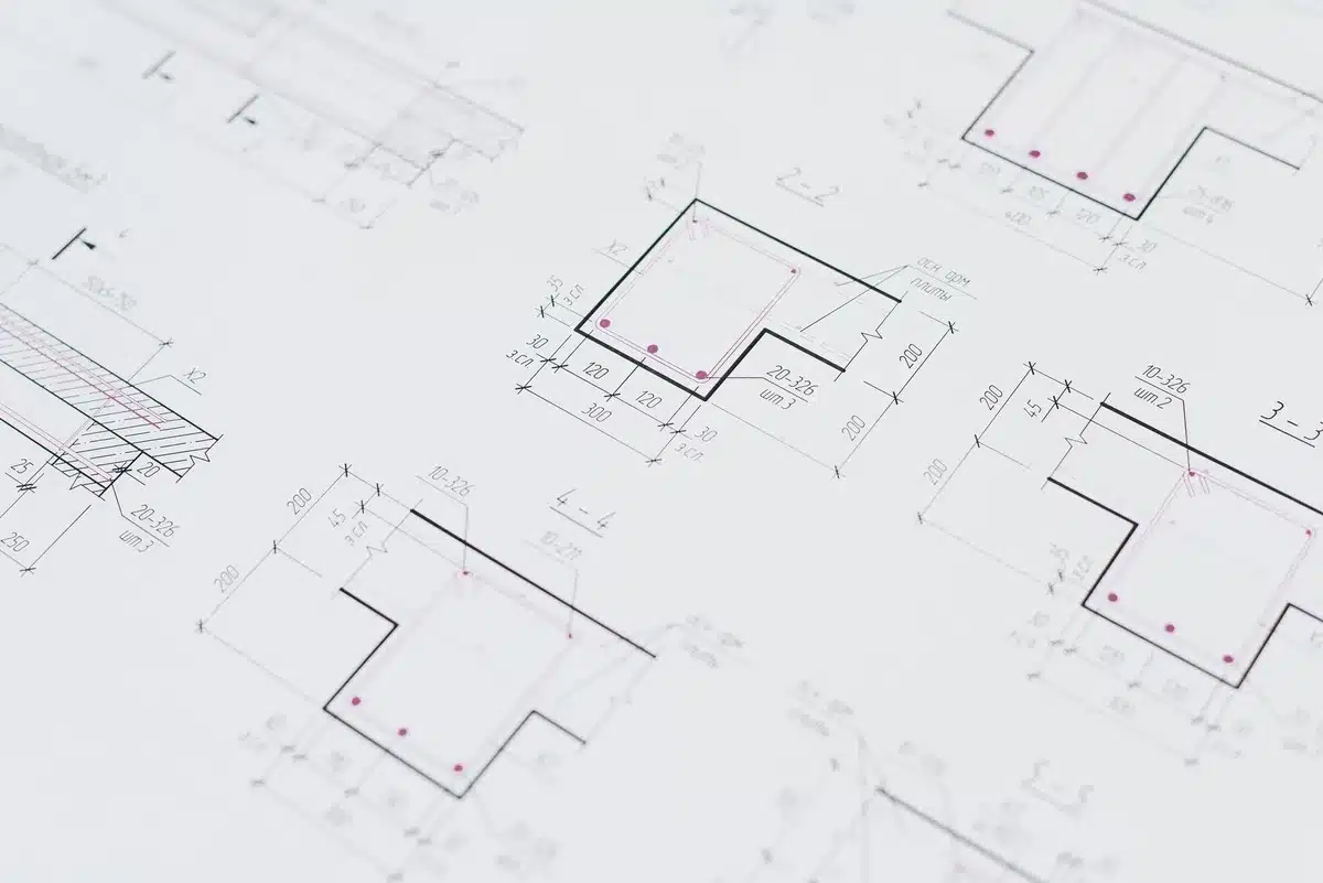 Plans techniques et calculs de dimensionnement pour les fondations d'un bâtiment