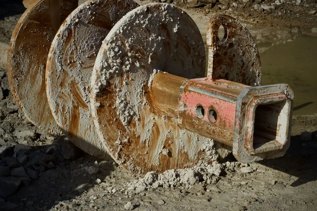 Géotechnicien prélevant des échantillons de sol lors d'un forage sur un chantier