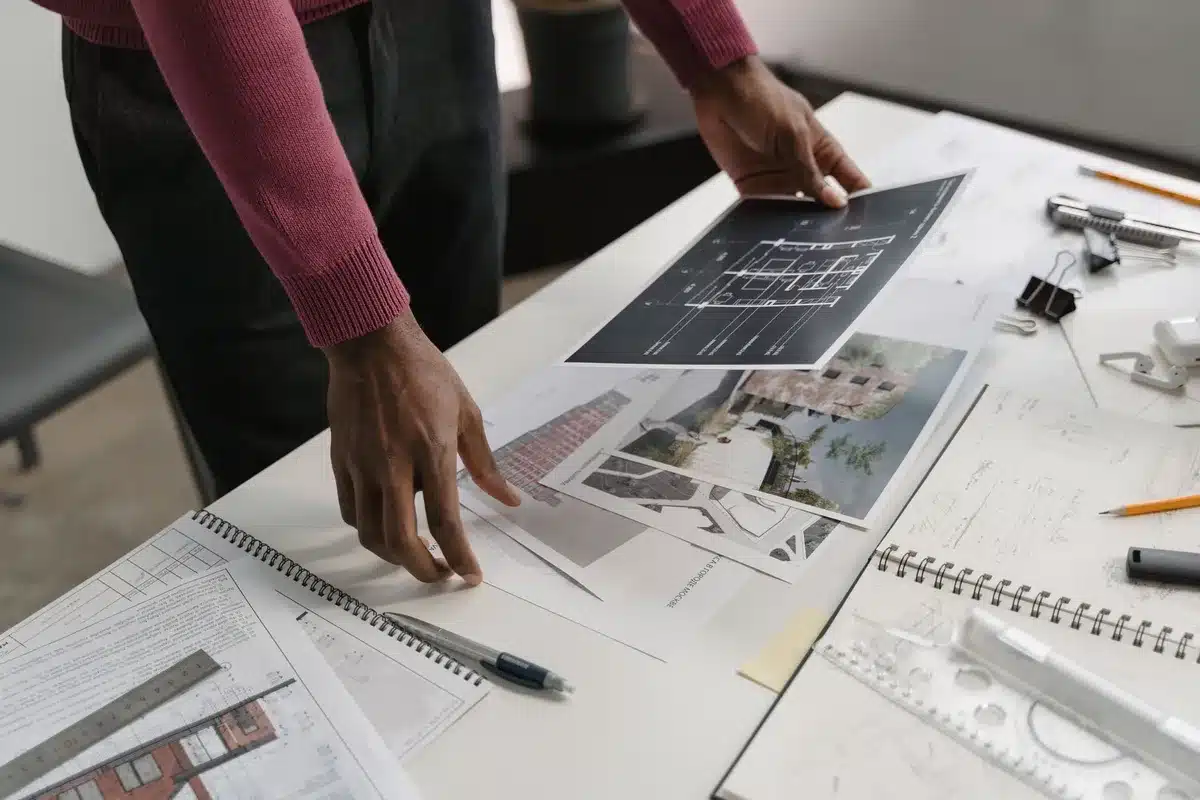 renovation plans blueprints desk