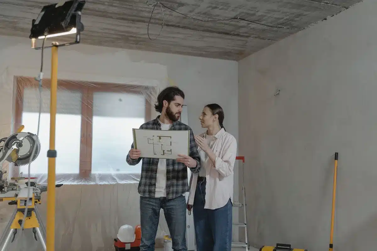 Documents de diagnostic énergétique et de planification de rénovation sur un bureau