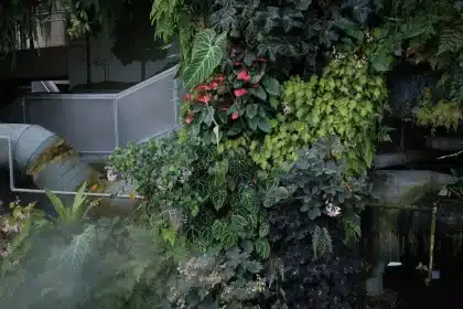 Installation d'un mur végétal extérieur avec des panneaux modulaires pré-plantés
