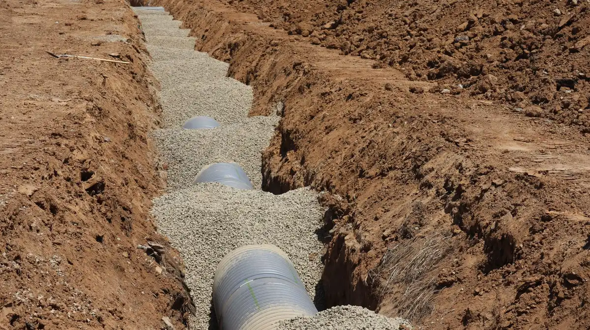 Amélioration du drainage d'un sol compact avec ajout de gravier et cailloux