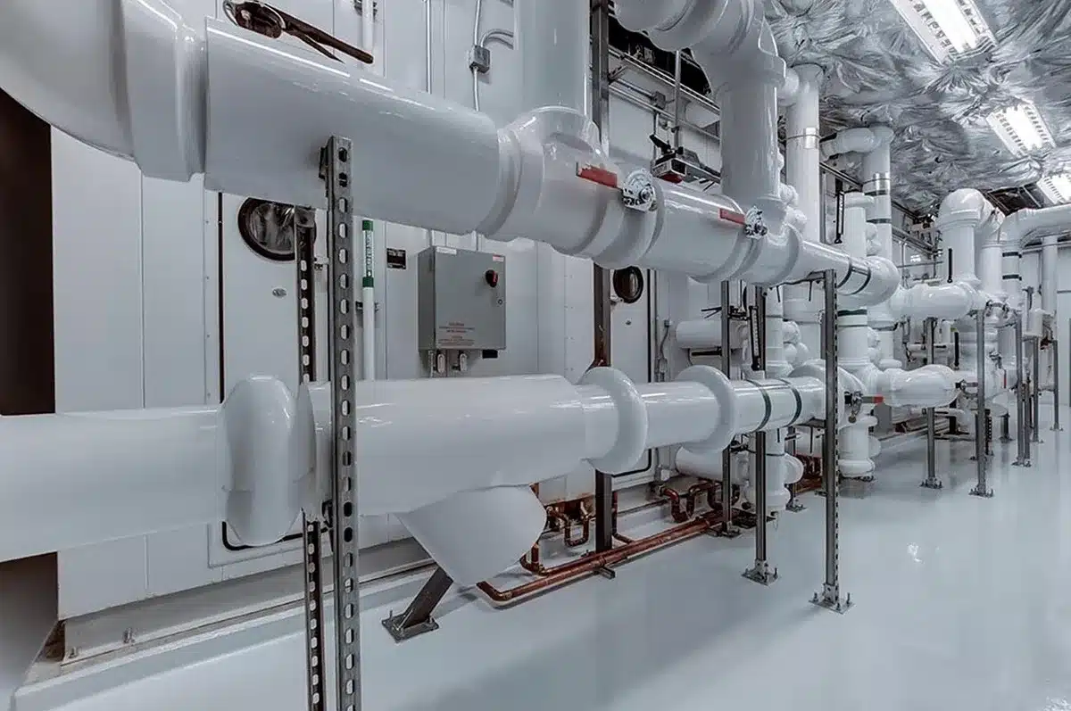 Travaux d'installation de réseaux électriques et de plomberie à l'intérieur