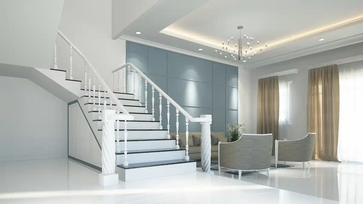 Poêle à granulés moderne dans un salon lumineux