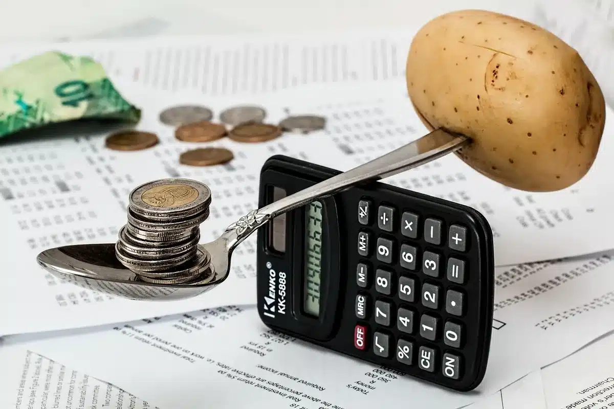 Tableau de calcul budgétaire avec devis et estimations pour travaux de raccordement